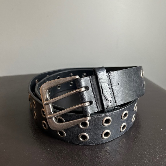 Accessories - Black & Silver Y2K Double Hole Belt